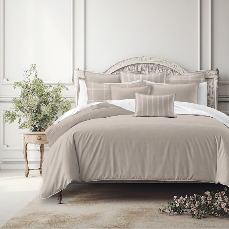 Shay Solid Natural Cotton Comforter Set  8 Piece, Full Comforter + 7 Additional Pieces