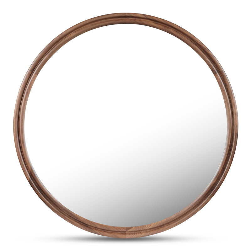 Grand miroir rond Alcott, Rond, 48 po x 48 po, Wanut