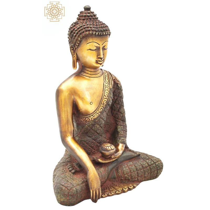 Bouddha bouddhiste tibétain 8 po Shakyamuni en laiton | Fait à la main, Doré / Brun