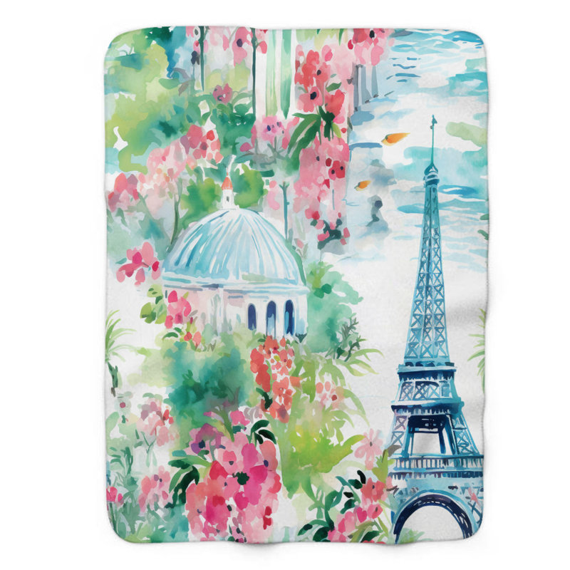 Motif de balise maritime - 1 pièce Sherpa Premium, L 50 po x L 60 po, Rues parisiennes à la mode