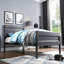 Lit double gris foncé