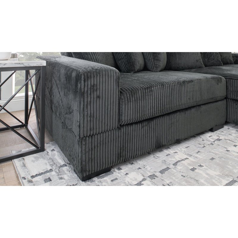 Canapé modulaire en velours côtelé 108 po Luxe, Fumée