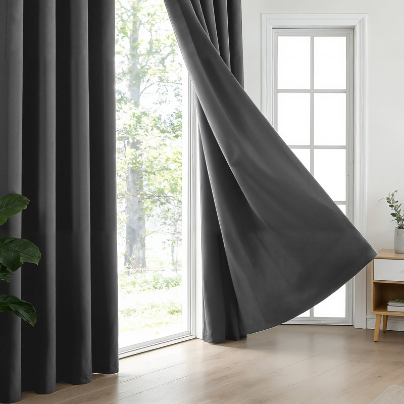 Grommet Top Blackout Room Darkening Curtains, Solid Thermal Insulated Polyester Window Curtain Set, 2 Panels, 52" W x 84" L
