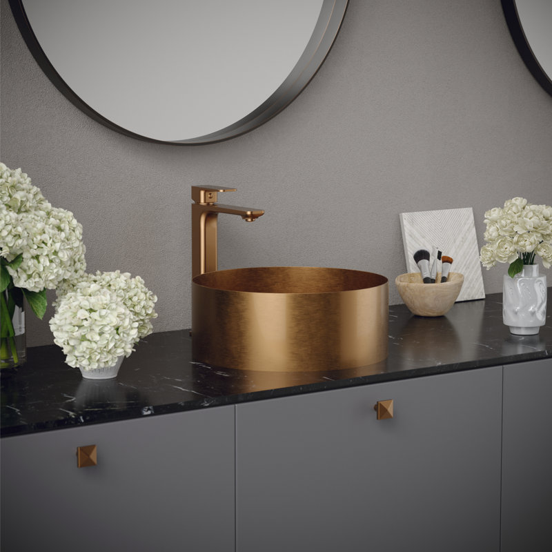 Single-handle Bathroom Faucet with Drain Assembly, Brushed Copper