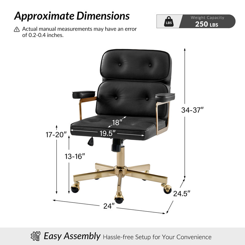 Chaise de bureau pivotante et inclinable en similicuir Debby, Noir
