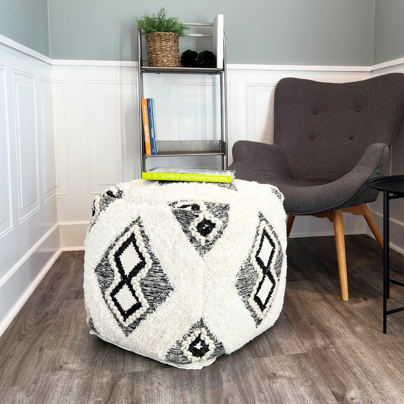 Double Diamond Black and White Pattern Pouf