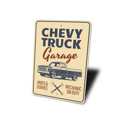 Enseigne en aluminium Chevy Truck Garage