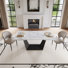 Extendable Stone Dining Table For 4-8, Modern Rectangle Dining Table Set with 8 Dining Chairs