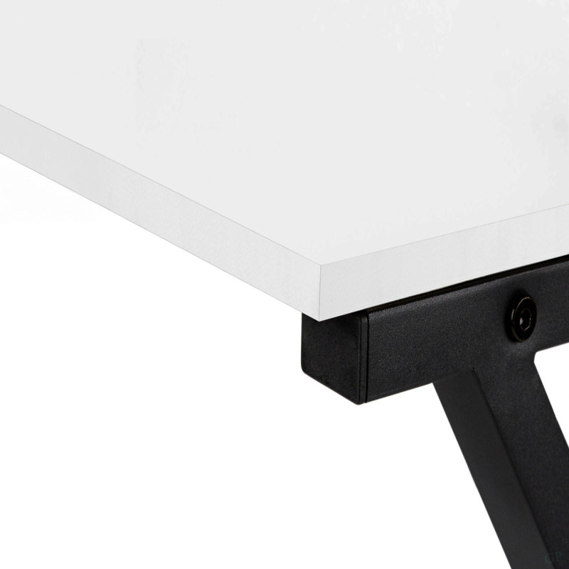 Bureau d'ordinateur, bureau personnel, coin, L 55 po, forme en L, travail, ordinateur portable, stratifié blanc, métal noir, contemporain, moderne