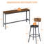 Longue table de bar industrielle avec 3 tabourets de bar rembourrés en polyuréthane, idéale pour les repas de famille et les rassemblements sociaux dans n'importe quelle maison