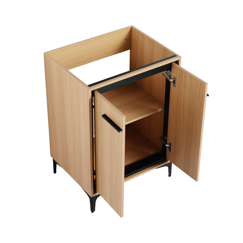 Meuble-lavabo pour salle de bain avec lavabo simple, meuble-lavabo sous-comptoir moderne avec double tiroir, meuble-lavabo sur pied autoportant, bois d'ingénierie
