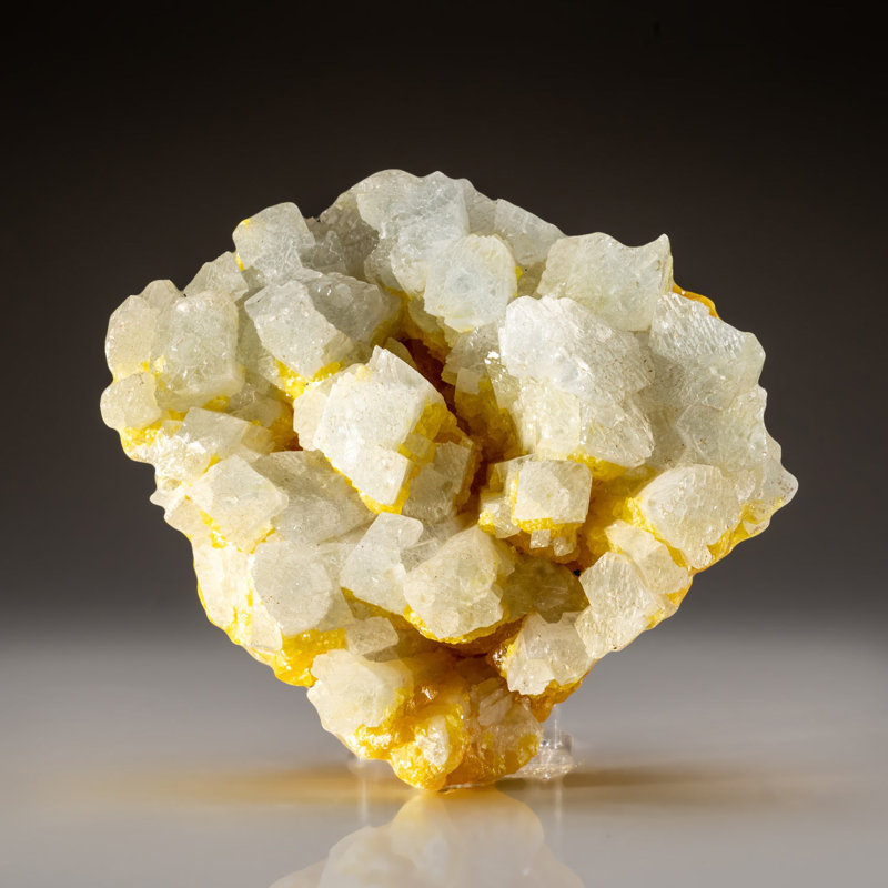 Celestine on Sulfur from La Grasta Mine, Delia, Caltanissetta Province, Sicily, Italy