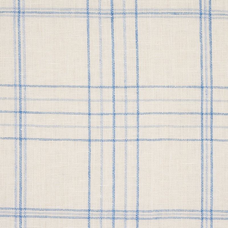 Nils Plaid Linen Fabric, Blue