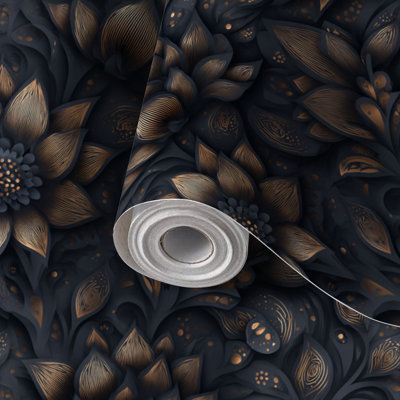 Papier auto-adhésif à peler et coller avec fleurs élégantes dessinées à la main et amovibles 24 po x 118 po (60 x 300 cm)