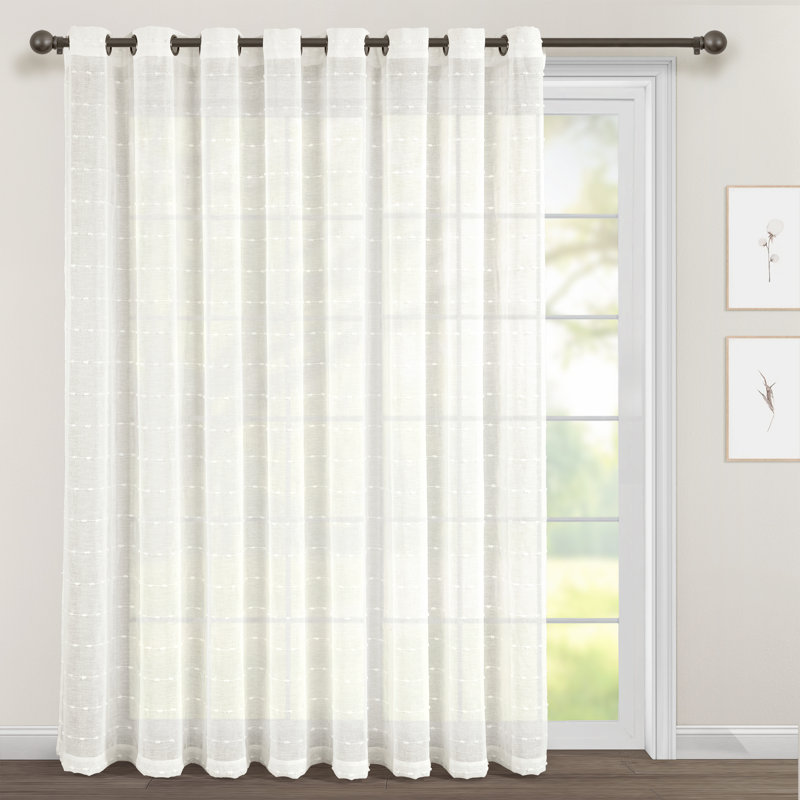 Extra Wide White Sheer Grommet Curtain Panel for Large Windows