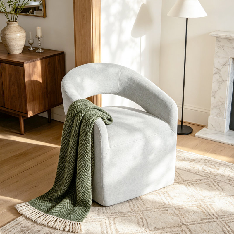 Chenille Roller Armchair, Ash Gray