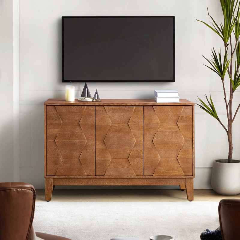 Joyce 114.9cm W Modern 3-door storage Sideboard with Adjustable Shelves, Brown