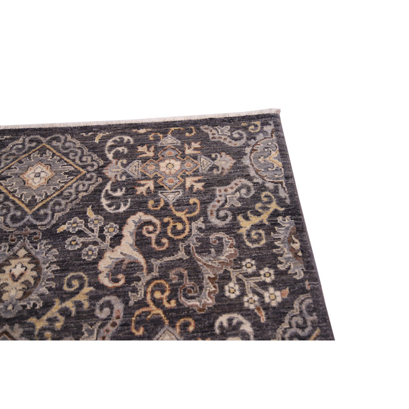 Hand-Knotted High-Quality Dark Gray Area Rug