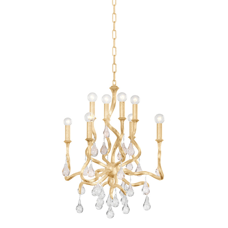 Aveline 8 Light Chandelier, Gold Leaf