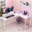 Bureau d'ordinateur, bureau de jeu en L avec prises de courant et lumières DEL-1196040597-1196040585