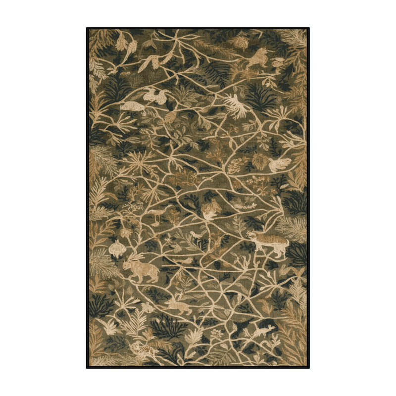 Machine Washable Nature Brown Area Rug, Rectangle 4' x 6'