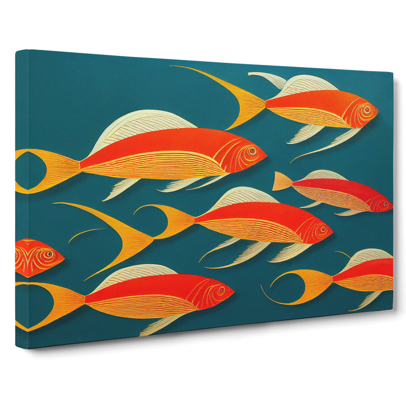 Art Deco Fish - Wrapped Canvas, 50cm H x 76cm W x 3cm D