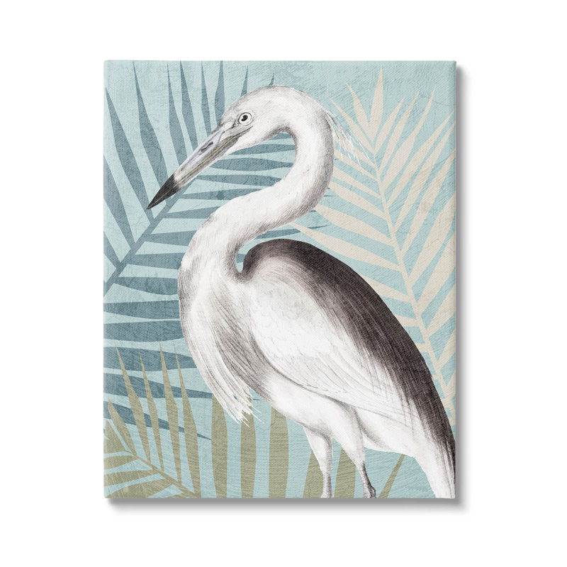 «Stork Bird Island Palm Leaves» par Kim Allen, H 40 po x l 30 po x P 1,5 po