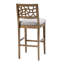 Tabouret de comptoir gris avec structure en bois de chêne massif et siège rembourré, assemblage requis