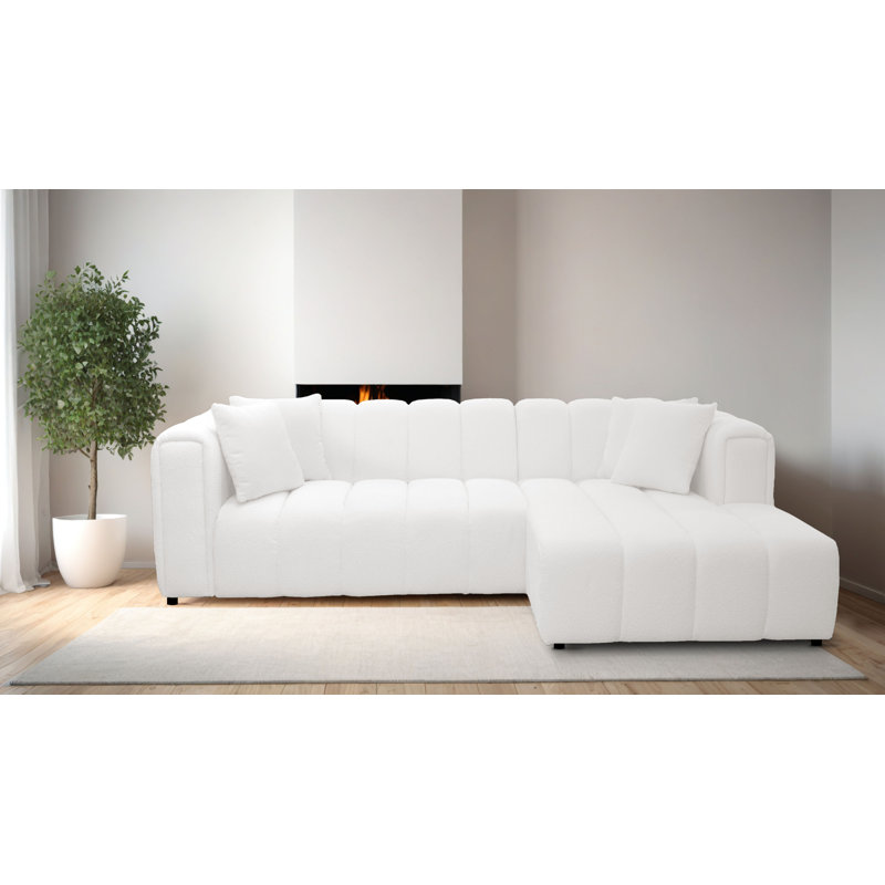 Oheneba 3 Seater Corner Sofa , Right Hand Facing, Cream