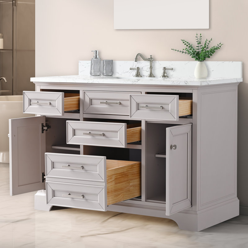 Thompson 48" W Single Vanity, Taupe/Brushed Nickel