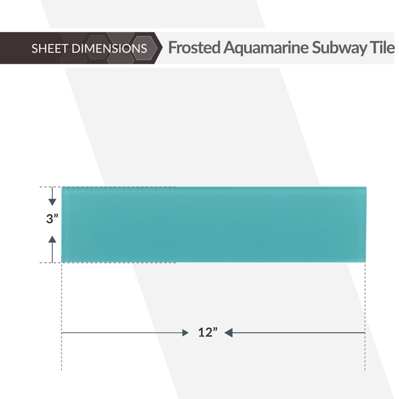 12'' x 3'' Glass Subway Wall Tile, Blue