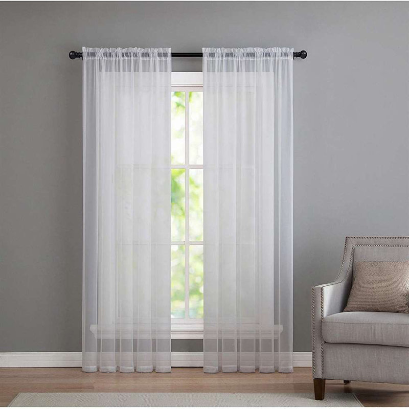 1pcs Tulle Curtains Translucidus Modern Home Window Decoration Sheer Voile Curtains for Living Room 100cmX200cm, White