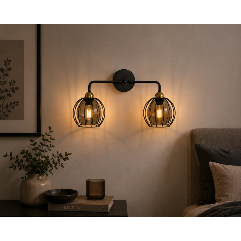 Steel Armed Sconce, 27 cm H x 45 cm W x 26 cm D, 2