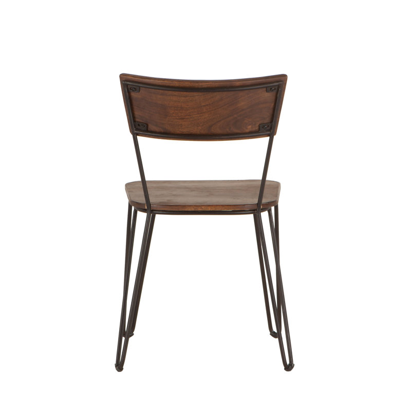 Vail Mid-Century Modern Acacia Wood Side Chair with Hairpin Legs