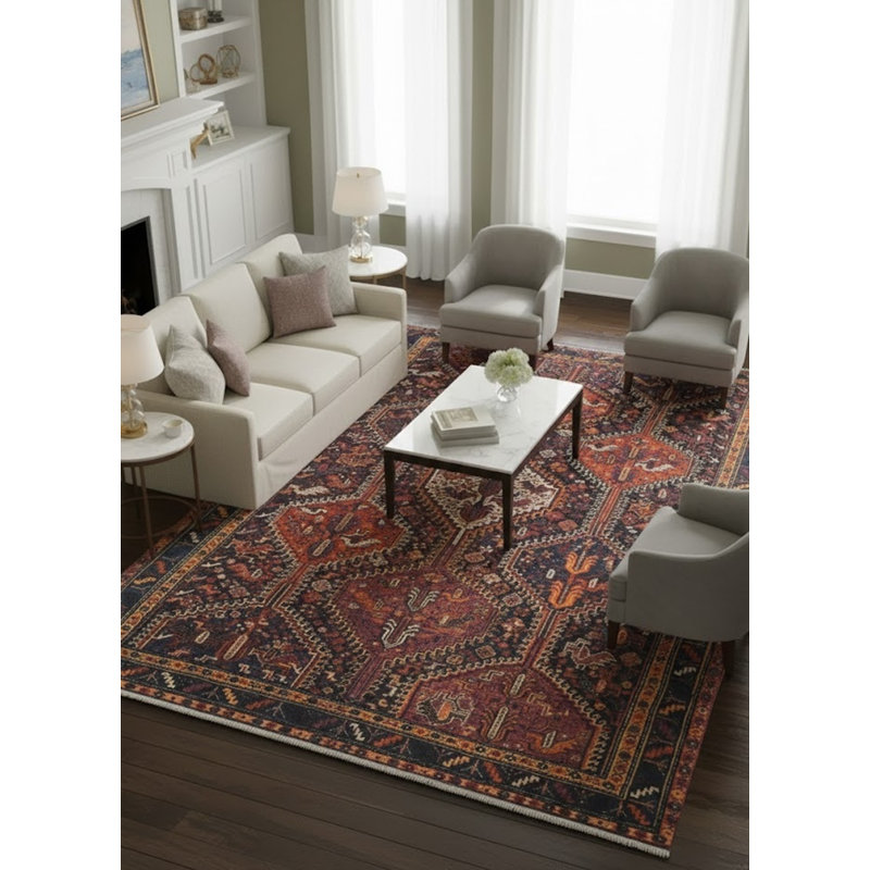 Tapis oriental unique 5 x 8 po à motif tribal gris anthracite
