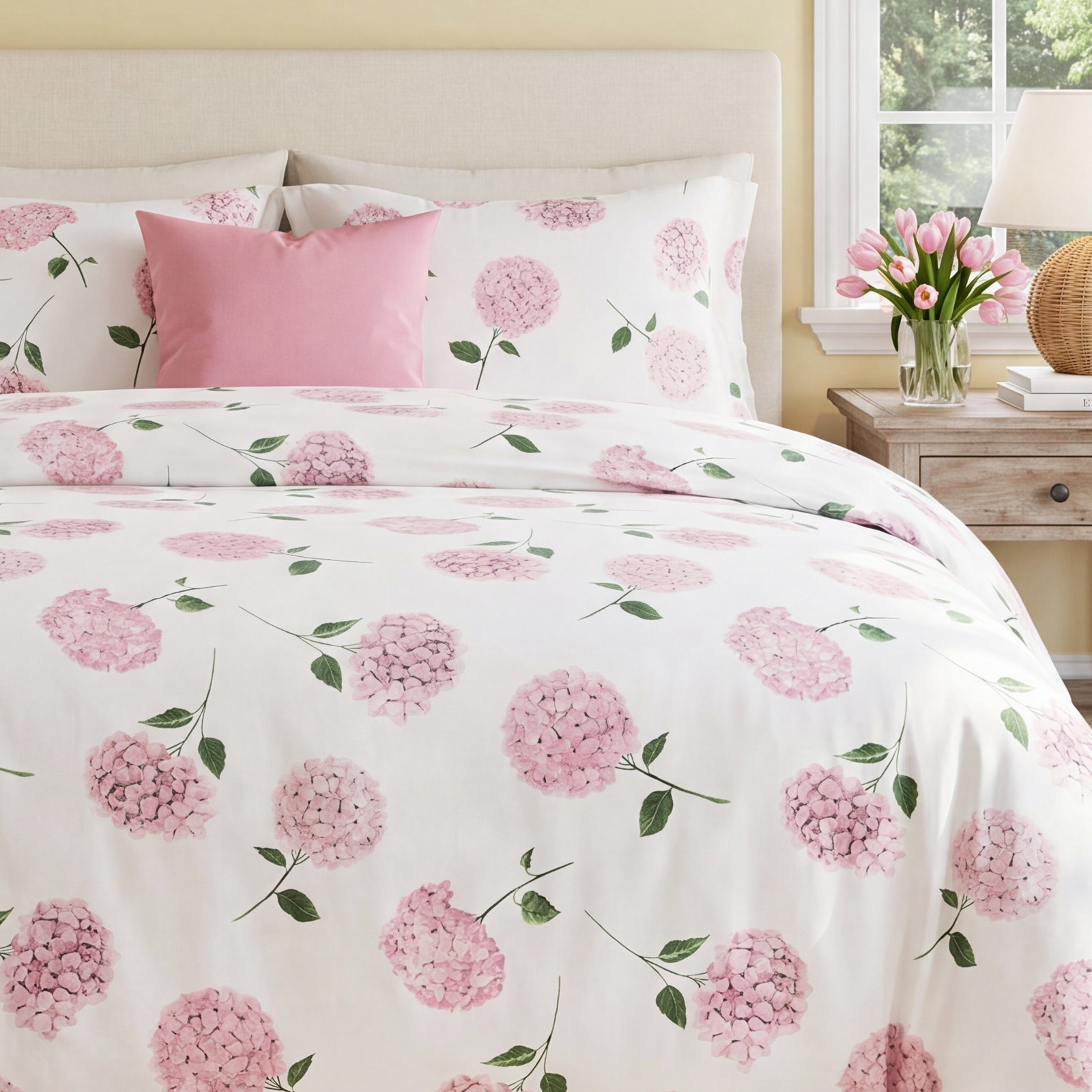Audrina Duvet Cover Set, Queen Duvet Cover + 2 Standard Sham, Pink