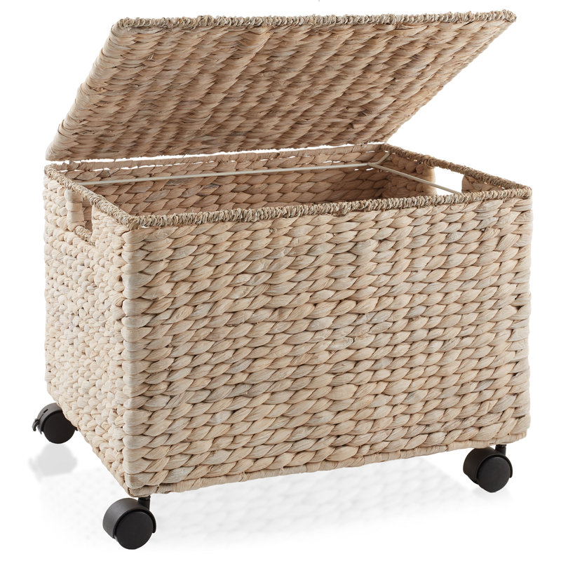 Casafield Water Hyacinth Rolling Filing Cabinet, White