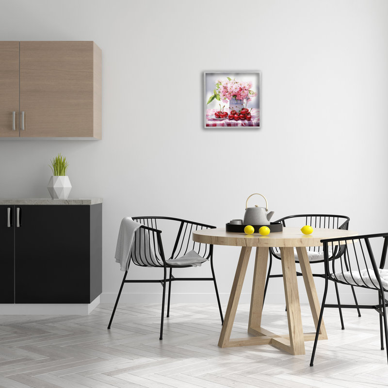 «Cherries & Blossoms Bouquet», art de la giclée encadrée par RB, H 17 po x l 17 po, Estampe numérique Farmhouse