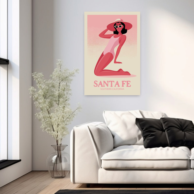 «Chic Santa Fe Summer Classic Retro Vintage Beach Summer», art mural, H 36 po x l 24 po