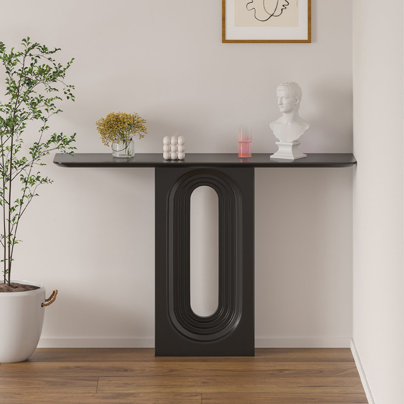Console noire en bois massif, Noir, H 35,43 po x l 31,5 po x P 12,81 po