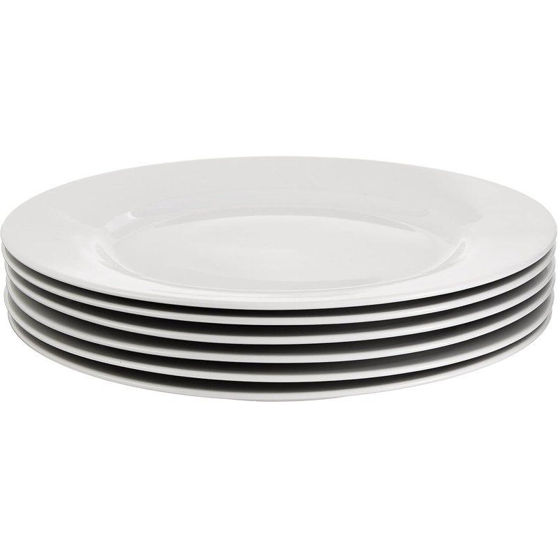 Ensemble de 6 assiettes blanches, 10,5 pouces