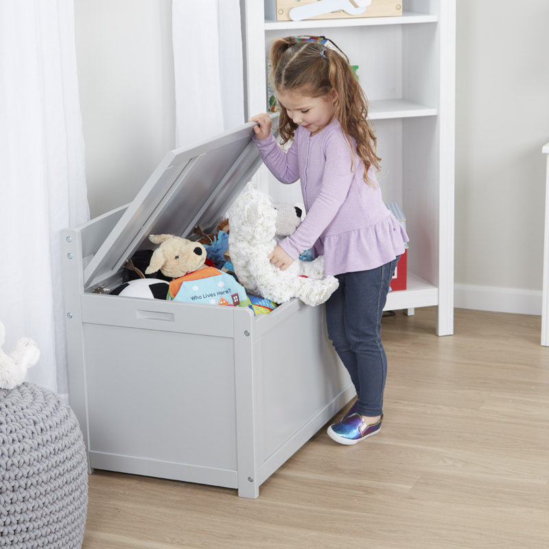 Melissa & Doug Wood Kids Toy Chest, 24"H x 19"W x 33"D, Gray