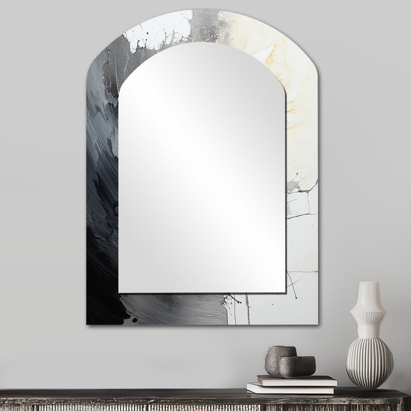 Contraste harmonie II - miroir décoratif asymétrique abstrait spirales abstraites, 34 po x 25 po