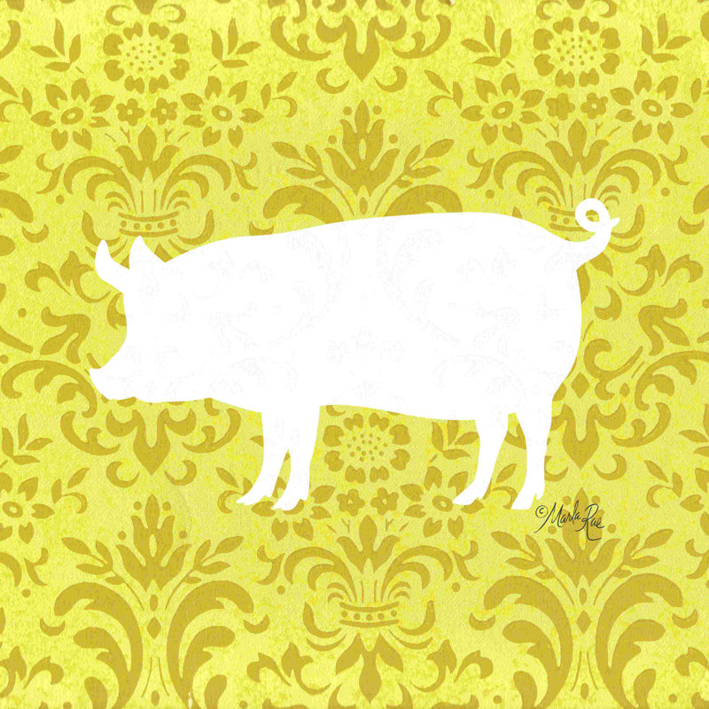 Silhouette de cochon - peinture, H 12 po x l 12 po, Non, Toile tendue