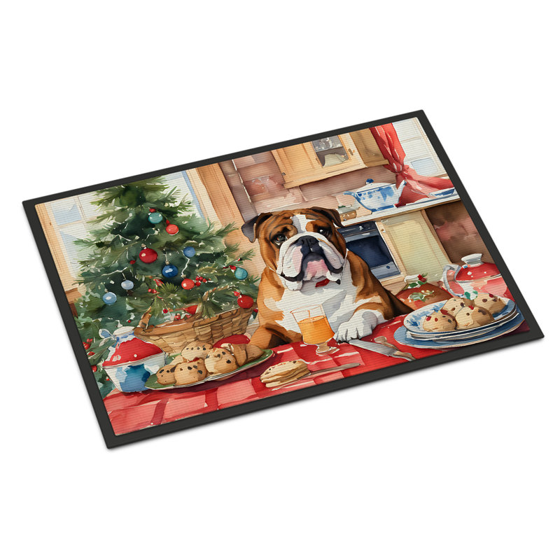 Tapis d'entrée antidérapant English Bulldog Christmas Cookies, L 24 po x L 36 po