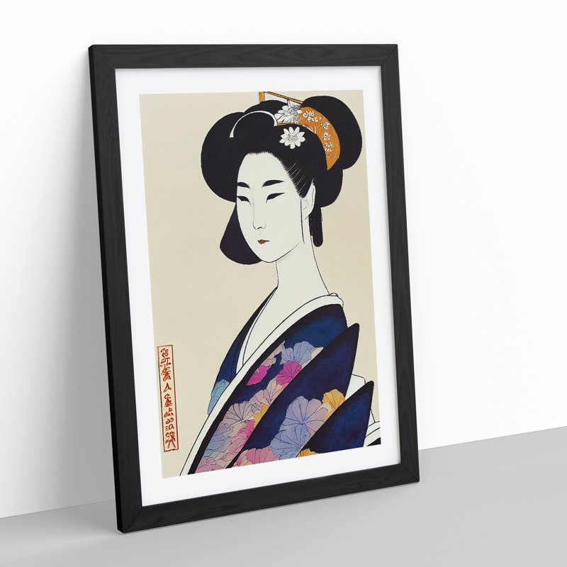 Classic Geisha No.1 - Single Picture Frame Print, Black, 64cm H x 46cm W x 2cm D
