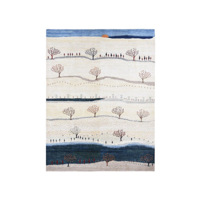 Tapis ivoire en laine nouée à la main de conception moderne 9 pi x 12 pi doux et moelleux 817CF29CF50F4CE99F2DD9C14370D6BE