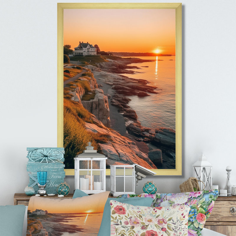«Riff Island», art mural de New York, Rhode Island, Cadre doré à une seule photo, H 44 po x l 34 po x P 1,5 po