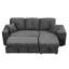 Lit convertible réversible avec tablette et 2 tabourets, lit escamotable en forme de L, lit d'appoint en velours bleu noir,