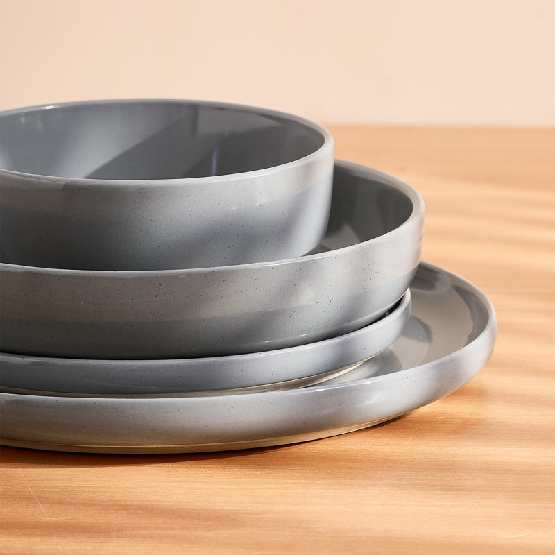 Milkyway Series 24 Pieces Dinnerware Set, Dark Gray, Dark Gray